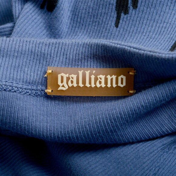 John Galliano Men's Blue Ribbed Short Sleeve T-Shirt US M IT 50 - Picture 7 of 7